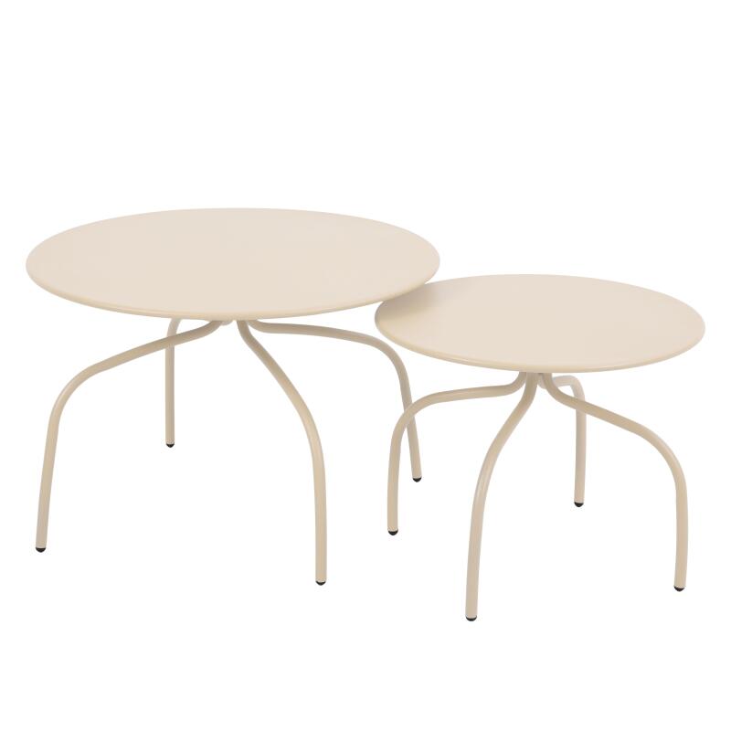 Nestbare Garten Couchtische runden aus Metall  Ø60x40 cm und Ø40x36 cm - Von 2