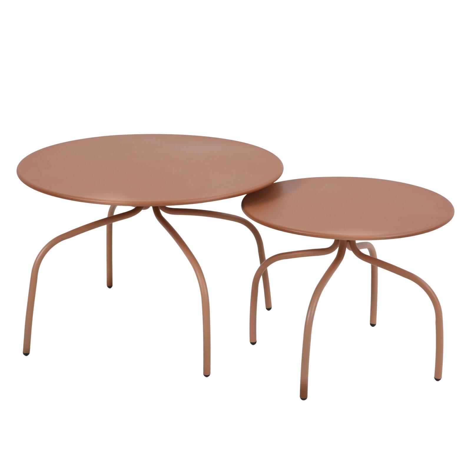 Nestbare Garten Couchtische runden aus Metall  Ø60x40 cm und Ø40x36 cm - Von 2