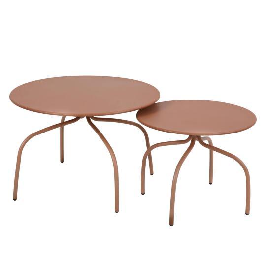 Nestbare Garten Couchtische runden aus Metall  Ø60x40 cm und Ø40x36 cm - Von 2 | Oviala