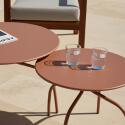 Nestbare Garten Couchtische runden aus Metall  Ø60x40 cm und Ø40x36 cm - Von 2