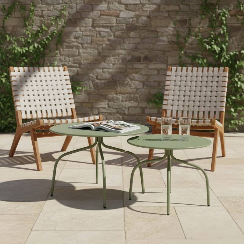 Nestbare Garten Couchtische runden aus Metall Ø60x40 cm und Ø40x36 cm - Von 2 - Lifestyle