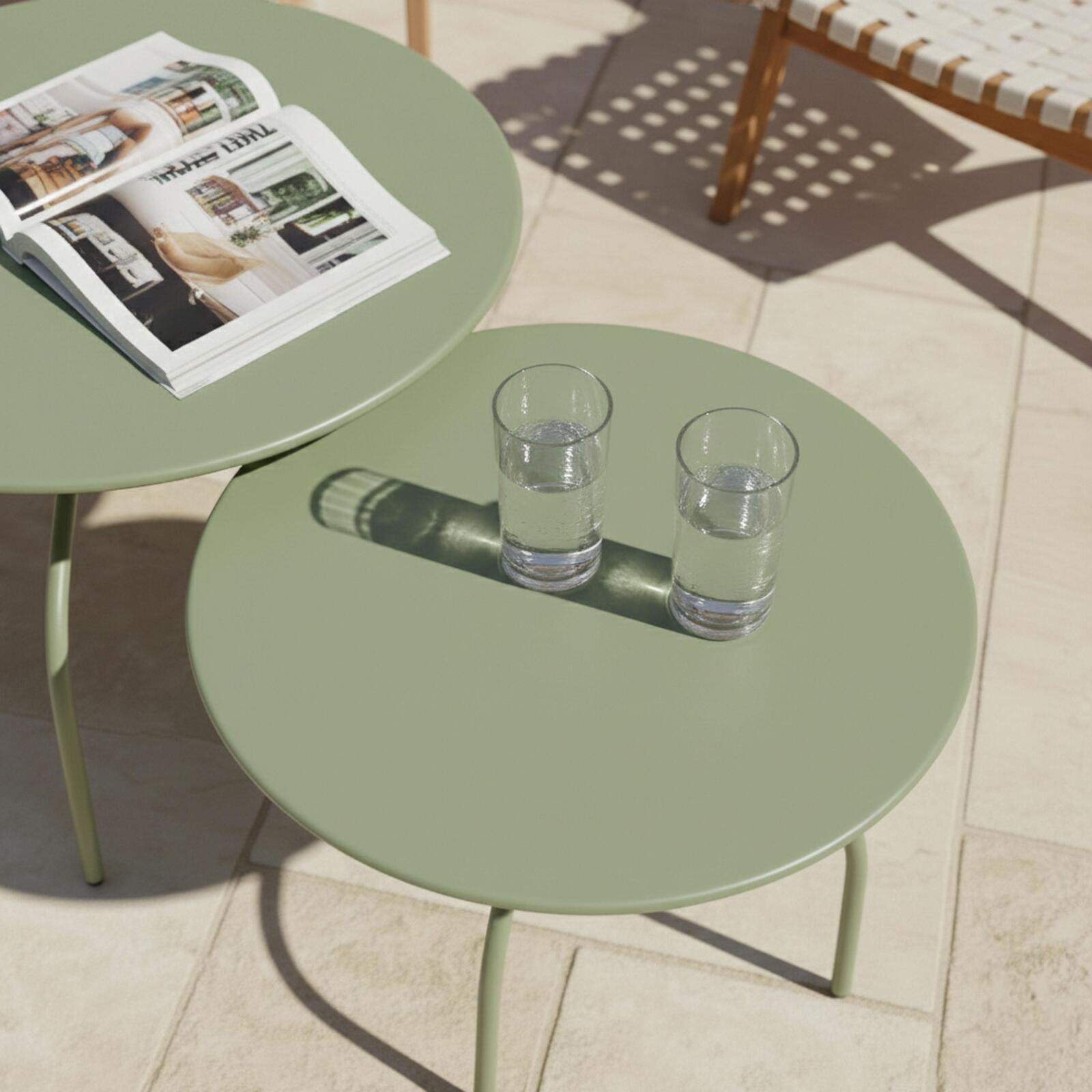 Nestbare Garten Couchtische runden aus Metall  Ø60x40 cm und Ø40x36 cm - Von 2