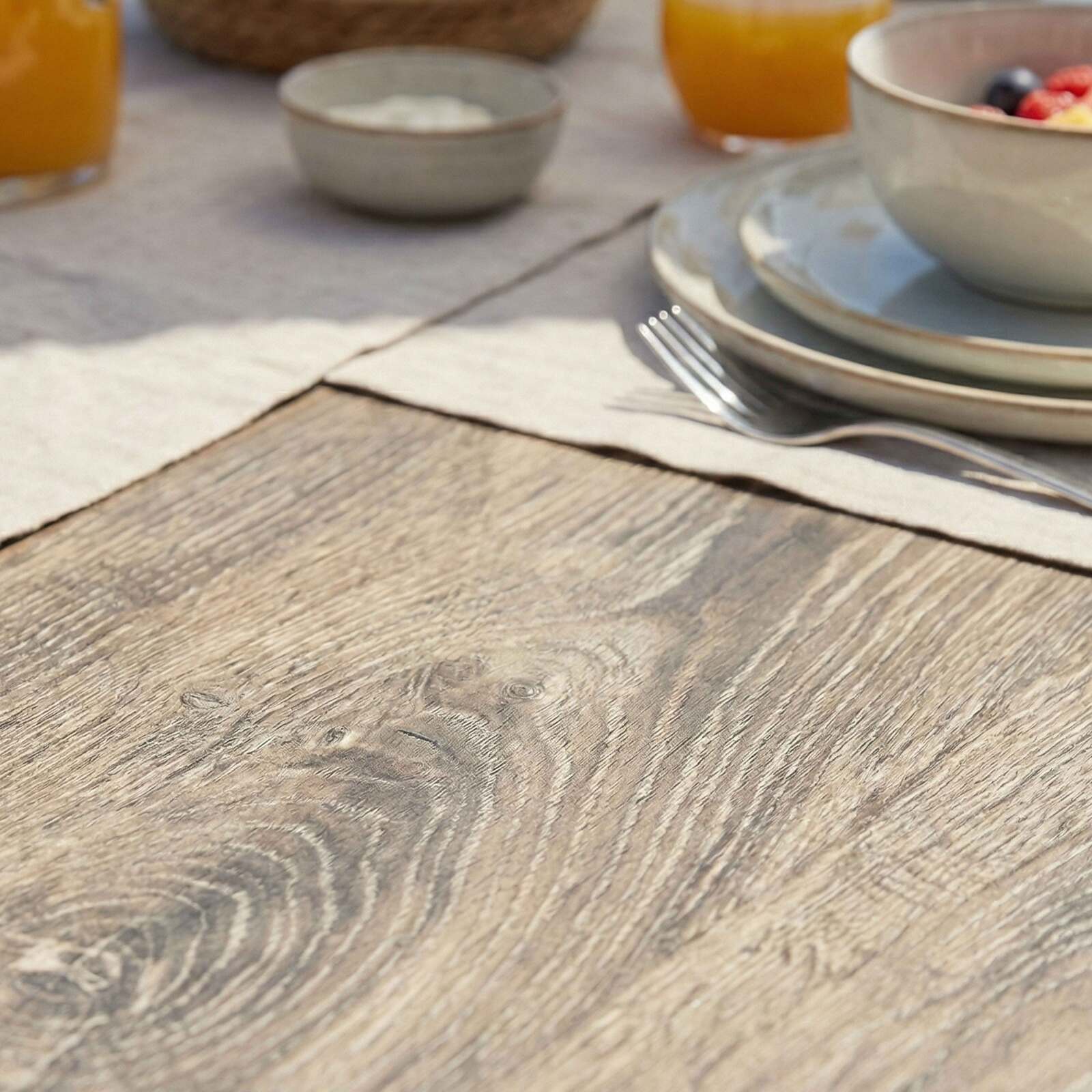 Gartentisch aus Aluminium und Keramik in Holzoptik, 8 personen, 201x100 cm