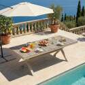 Gartentisch aus Aluminium und Keramik in Holzoptik, 8 personen, 201x100 cm