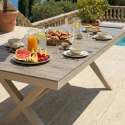 Gartentisch aus Aluminium und Keramik in Holzoptik, 8 personen, 201x100 cm