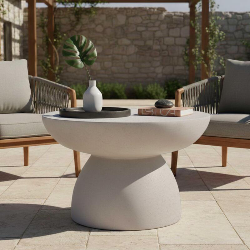 Garten Couchtisch Runde glatte Betonoptik, Ø60x40 cm - Lifestyle
