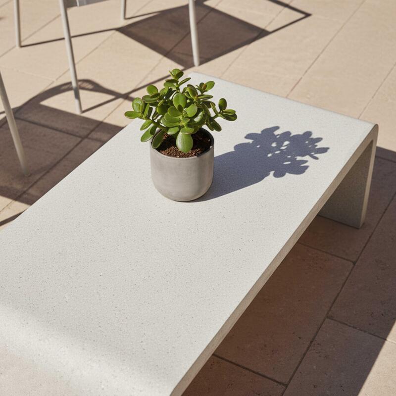 Garten Couchtisch Rechteckig glatte Betonoptik, 100x60x40 cm (2/5)