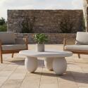 Garten Couchtisch, mit organischer Form, glatte Betonoptik, 80x80x40 cm - Lifestyle