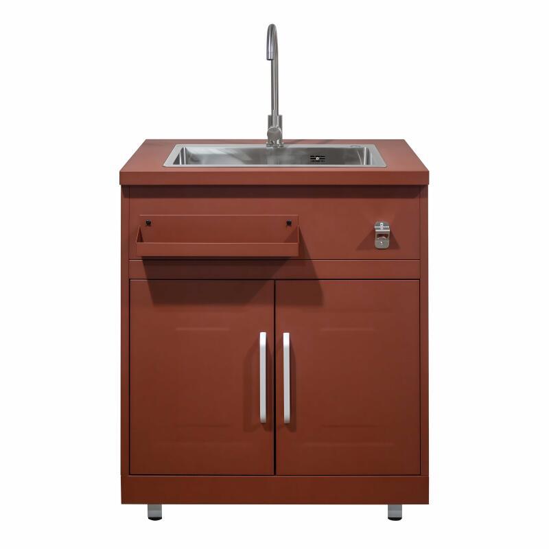 Outdoor Küchenmöbel mit Spülenschrank aus schwarzem Stahl und 2 Türen (3/7)