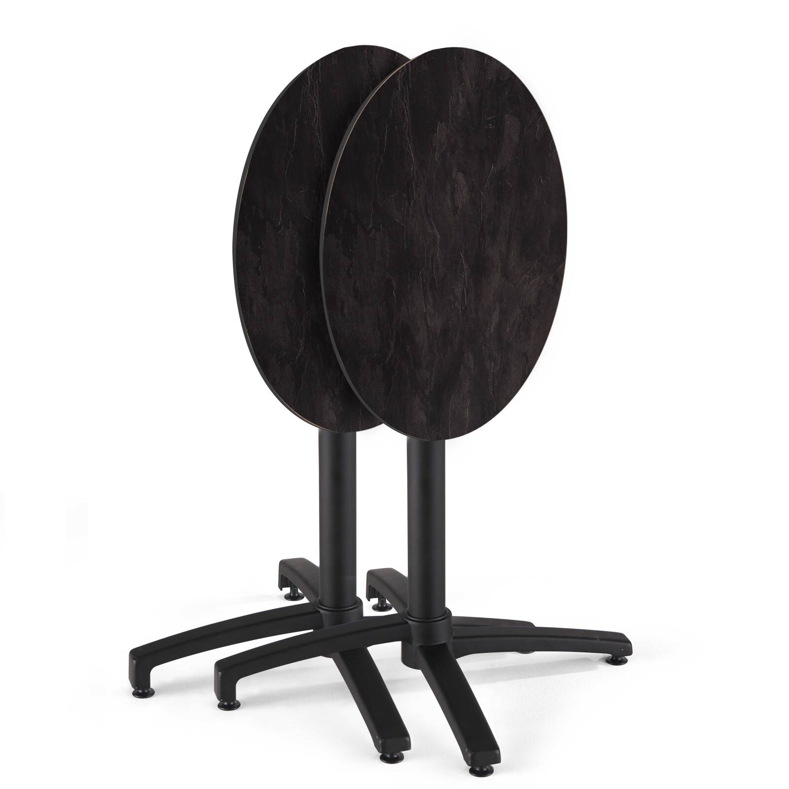 Gartentisch Bistro-Stil Rund aus Aluminium schwarz und HPL, 4 Personen, Ø60 cm