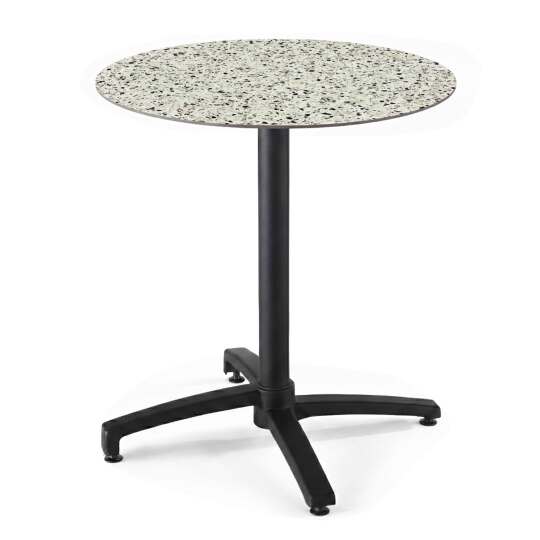 Gartentisch Bistro-Stil Rund aus Aluminium schwarz und HPL, 4 Personen, Ø60 cm | Oviala