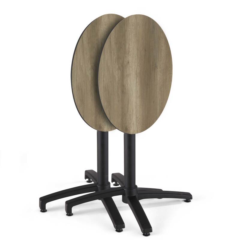 Gartentisch Bistro-Stil Rund aus Aluminium schwarz und HPL, 4 Personen, Ø60 cm