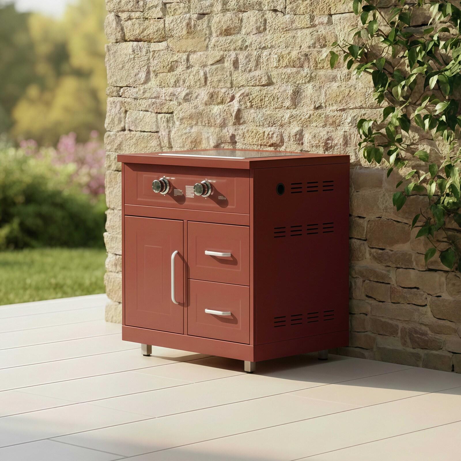 Outdoor Küchenmöbel mit Edelstahl-Gasherdmodul und 2 Brennern