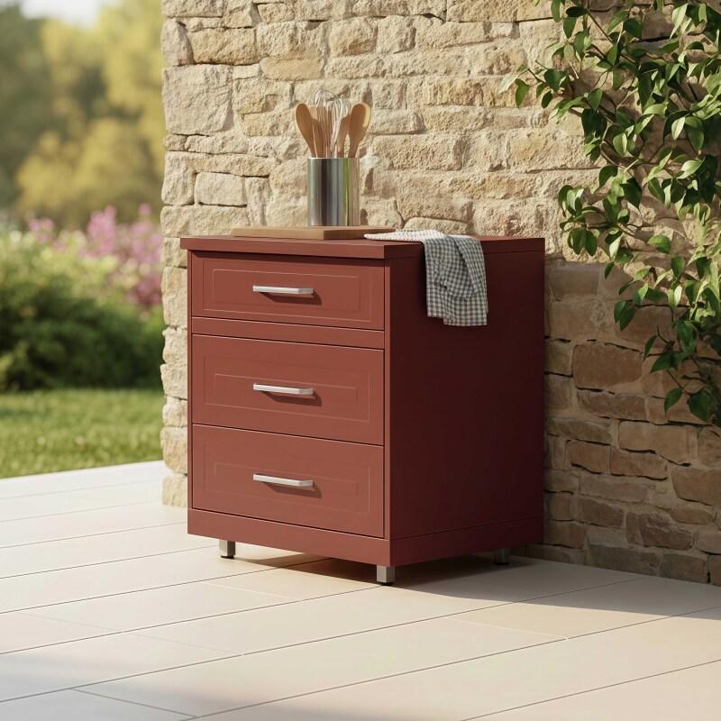 Outdoor Küchenmöbel mit 3-Schubladen-Aufbewahrungsmodul