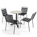 Gartentisch Bistro-Stil Runde aus Aluminium schwarz und HPL, 4 Personen, Ø70 cm