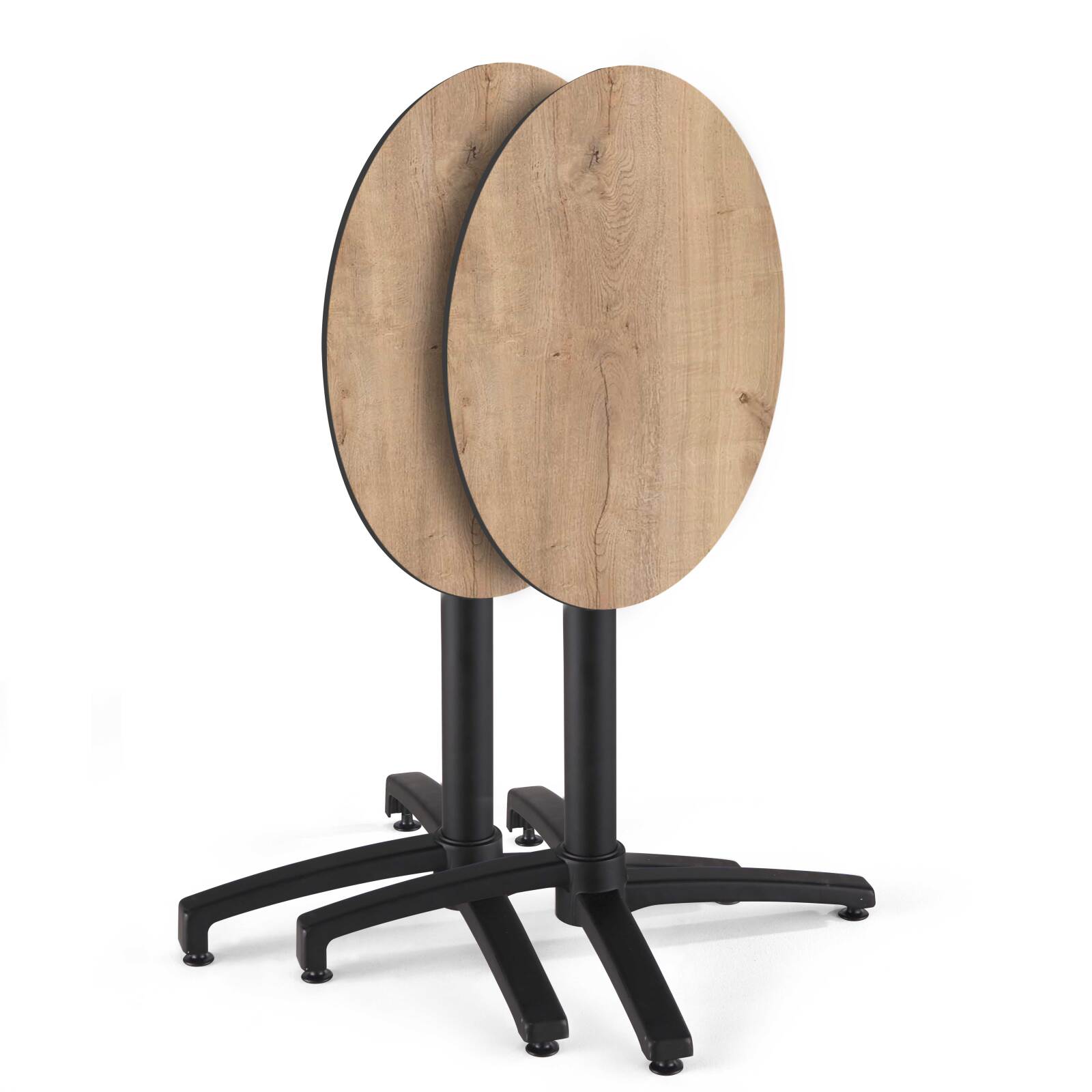 Gartentisch Bistro-Stil Runde aus Aluminium schwarz und HPL, 4 Personen, Ø70 cm