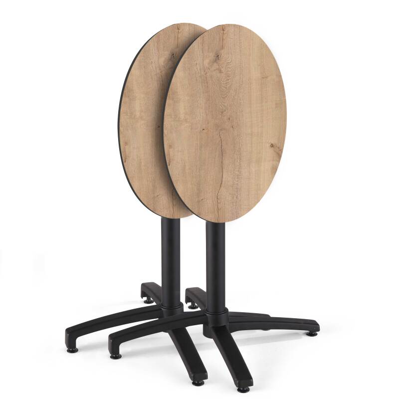 Gartentisch Bistro-Stil Runde aus Aluminium schwarz und HPL, 4 Personen, Ø70 cm