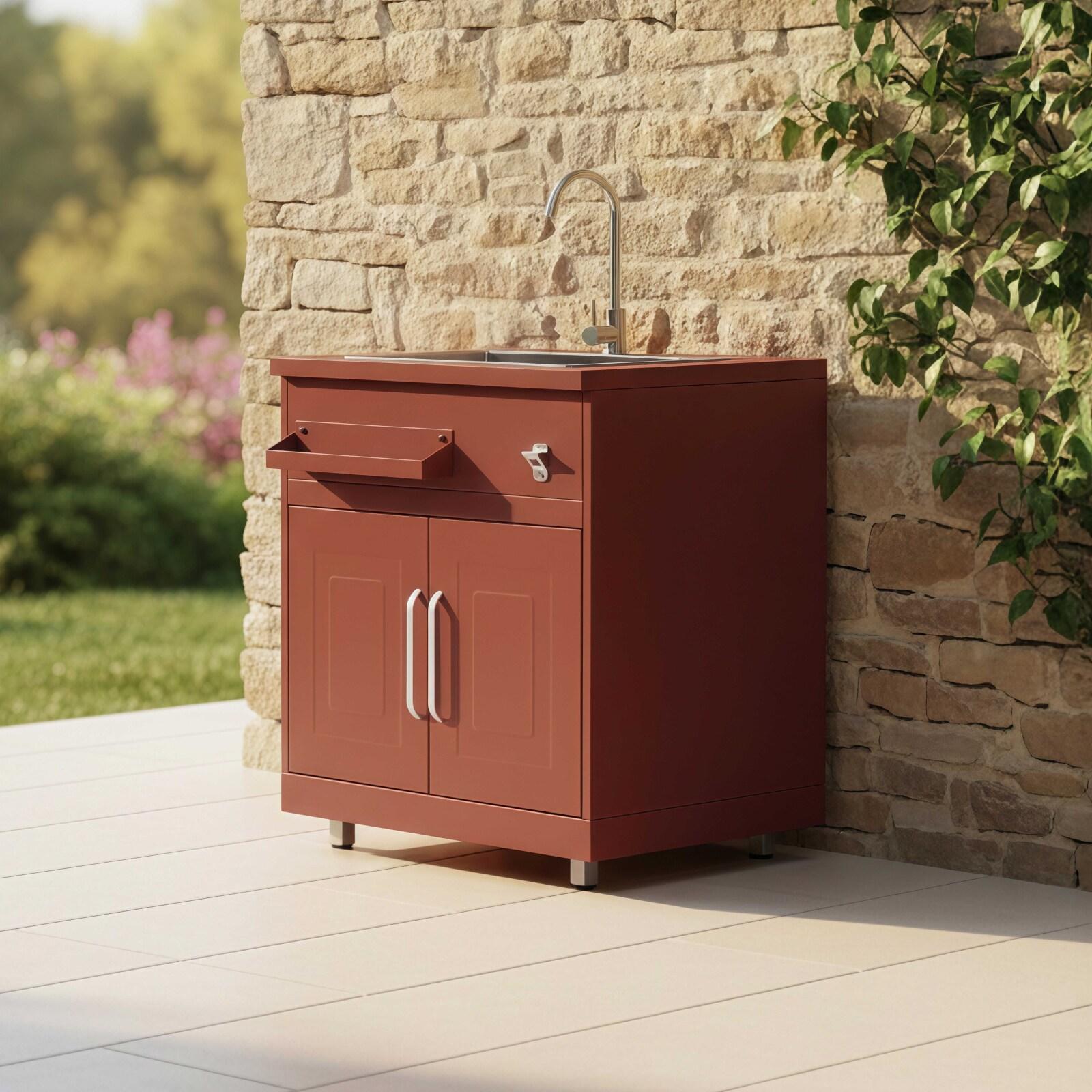 Outdoor-Küche aus Metall mit Outdoor-Spüle und Stauraum – 2 Module