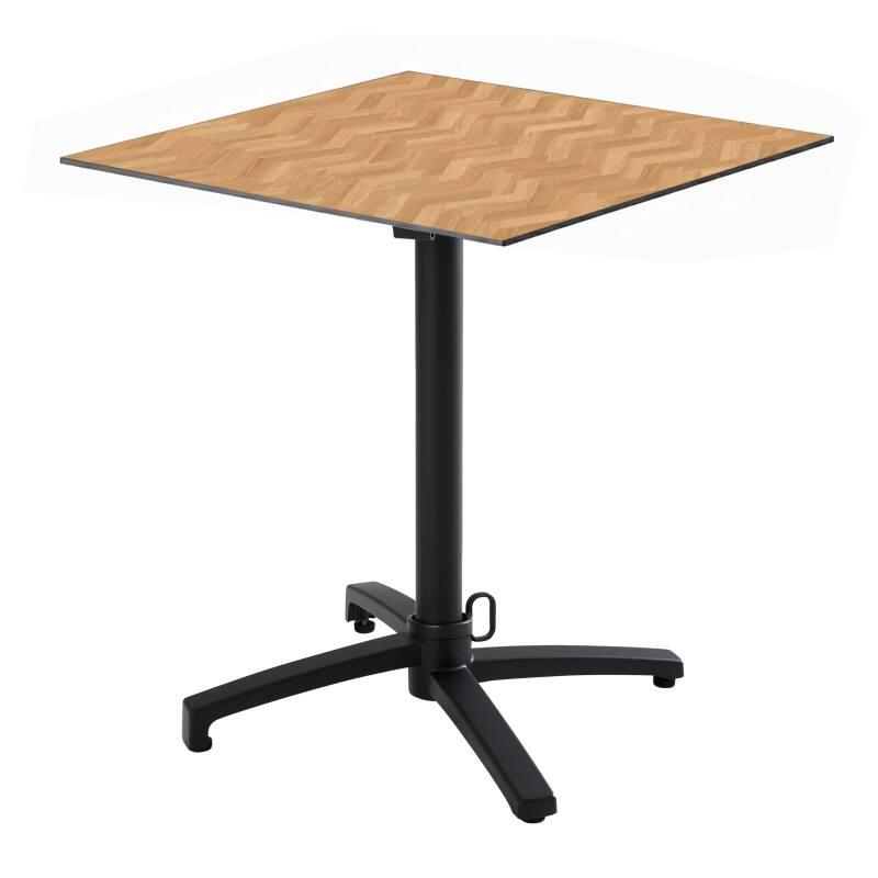 Gartentisch Bistro-Stil Quadratisch aus Aluminium schwarz, 4 Personen, 60x60 cm