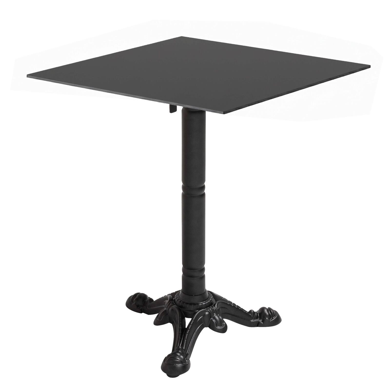 Gartentisch Bistro-Stil Quadratisch aus Metall und Aluminium schwarz, 4 Personen, 60x60 cm