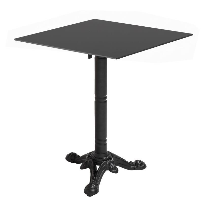 Gartentisch Bistro-Stil Quadratisch aus Metall und Aluminium schwarz, 4 Personen, 60x60 cm