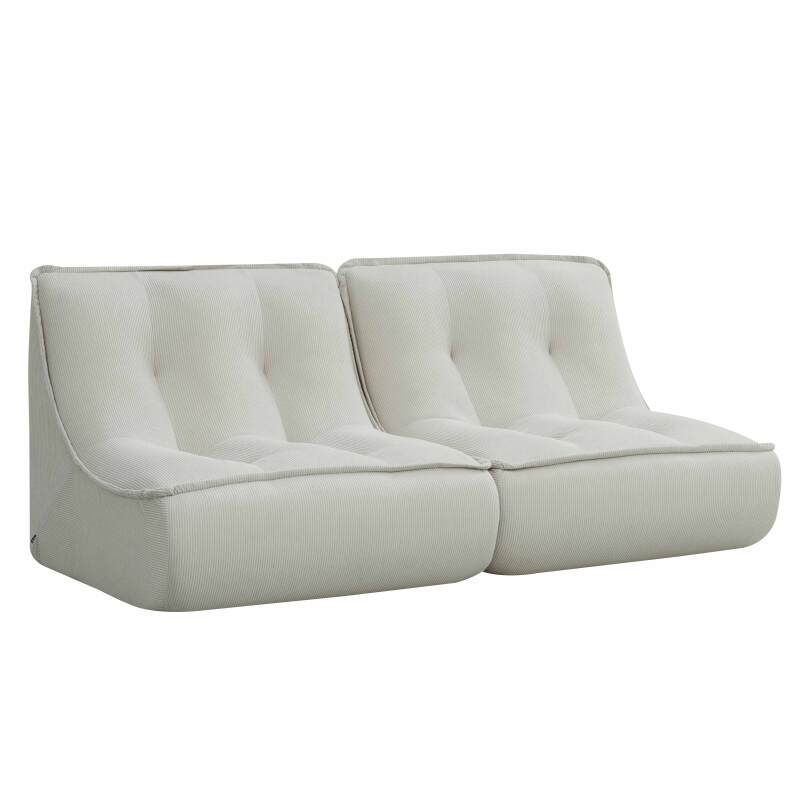 Modulares Sofa 2-Sitzer aus geripptem Stoff