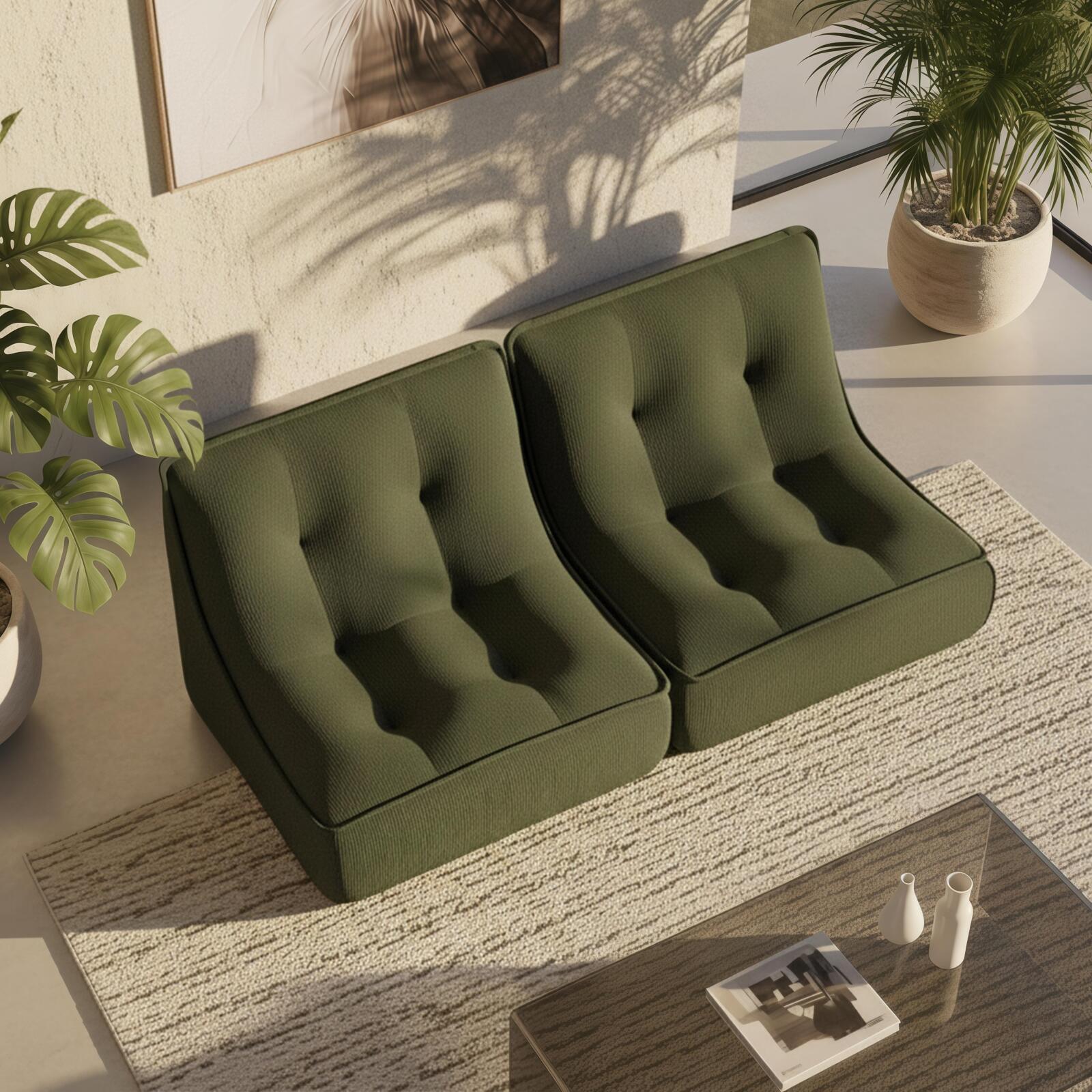 Modulares Sofa 2-Sitzer aus geripptem Stoff