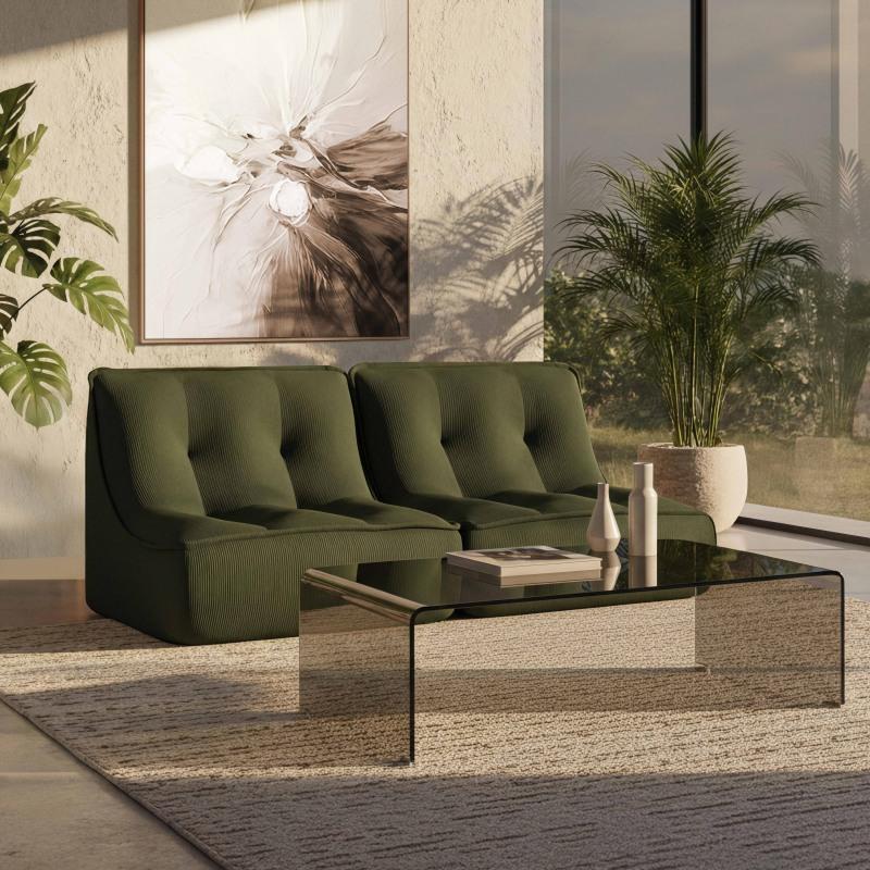 Modulares Sofa 2-Sitzer aus geripptem Stoff