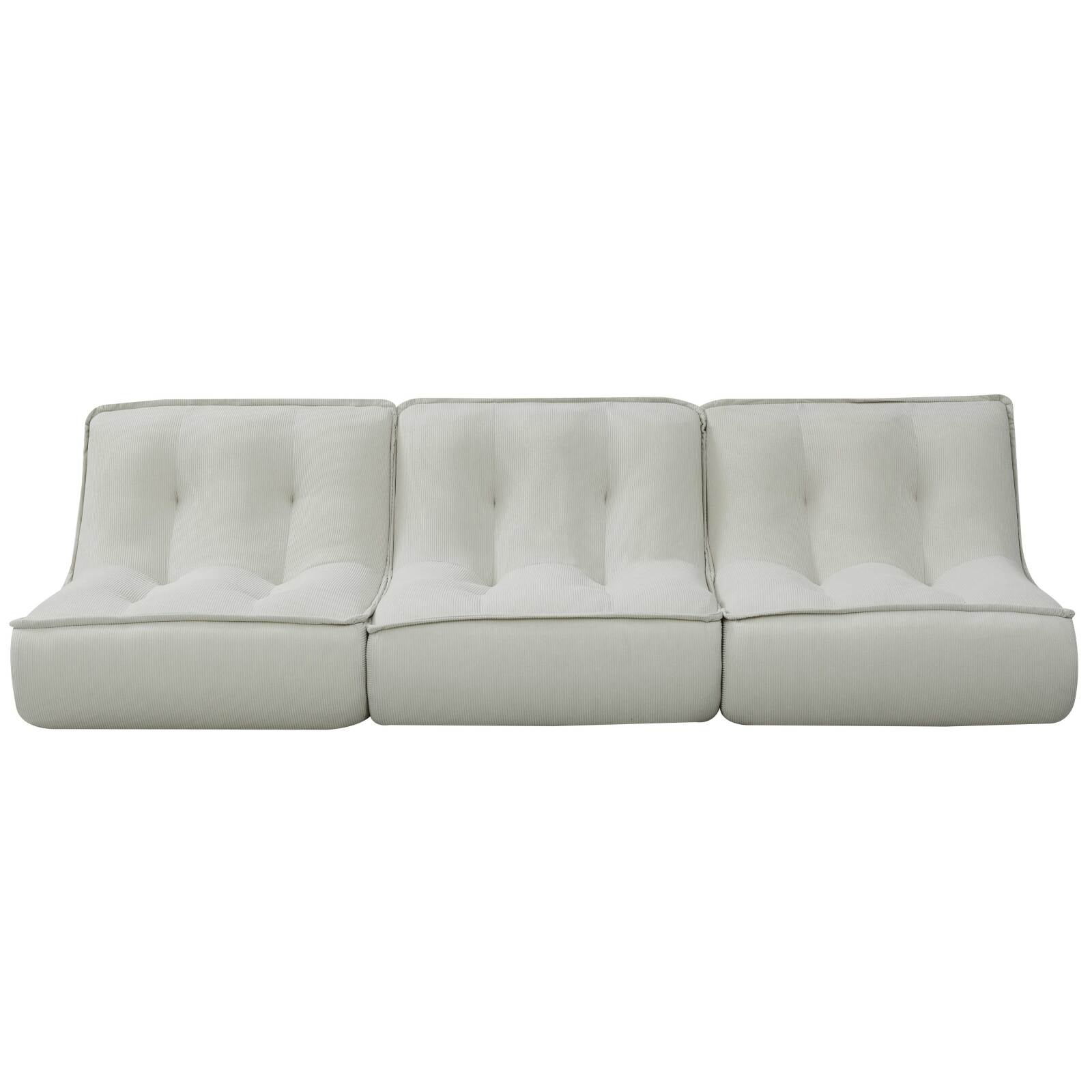 Modulares Sofa 3-Sitzer aus geripptem Stoff