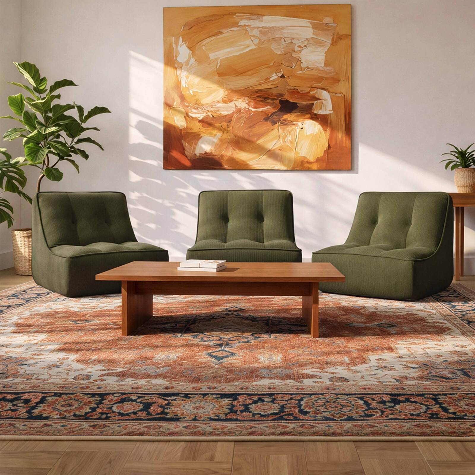 Modulares Sofa 3-Sitzer aus geripptem Stoff