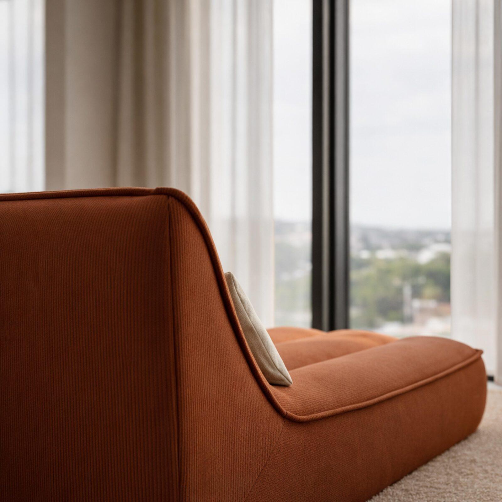 Chaiselongue aus Stoff für modulares Sofa