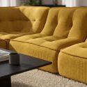 Modulares Sofa 3-Sitzer aus geripptem Stoff mit Hocker