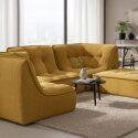 Modulares Sofa 3-Sitzer aus geripptem Stoff mit Hocker
