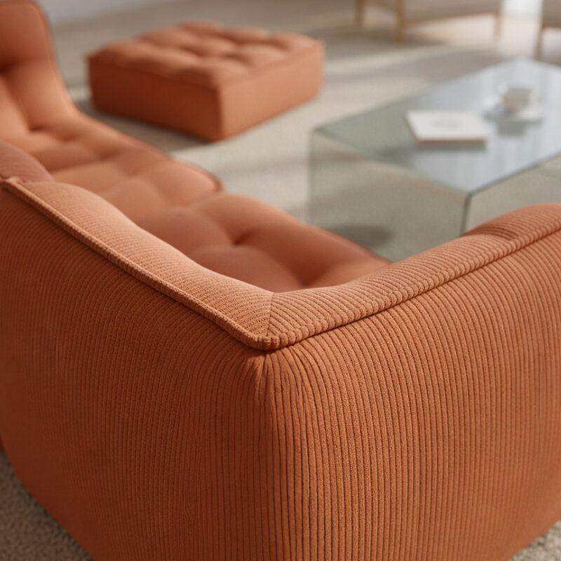 Modulares Sofa 3-Sitzer aus geripptem Stoff mit Hocker (6/7)