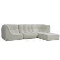 Modulares Sofa 3-Sitzer aus geripptem Stoff mit Hocker