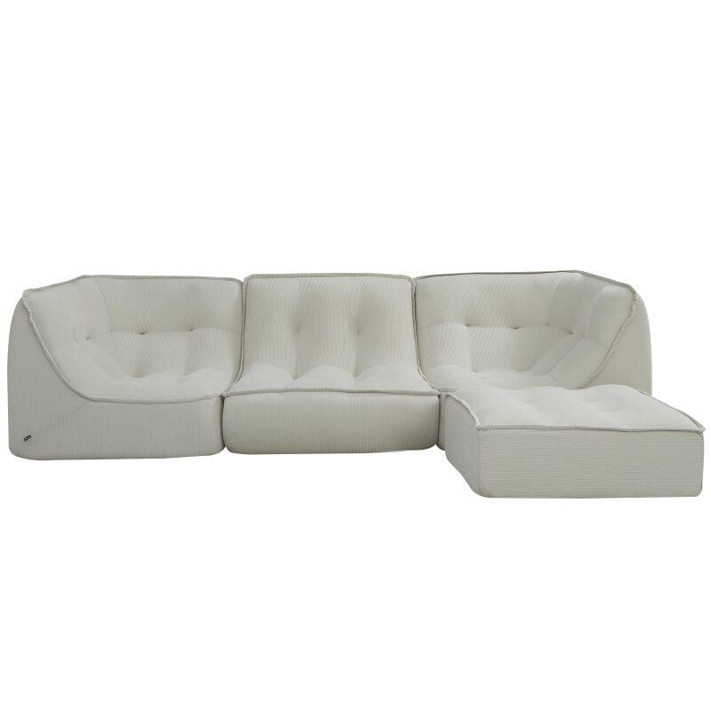 Modulares Sofa 3-Sitzer aus geripptem Stoff mit Hocker (3/5)