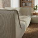 Modulares Sofa 3-Sitzer aus geripptem Stoff mit Hocker