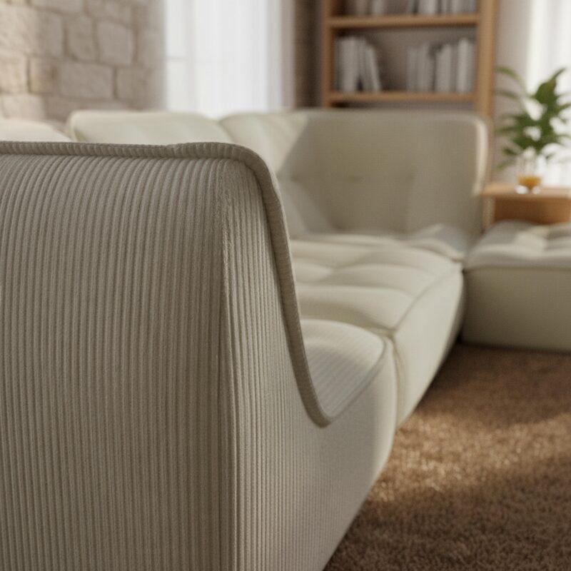 Modulares Sofa 3-Sitzer aus geripptem Stoff mit Hocker (2/5)
