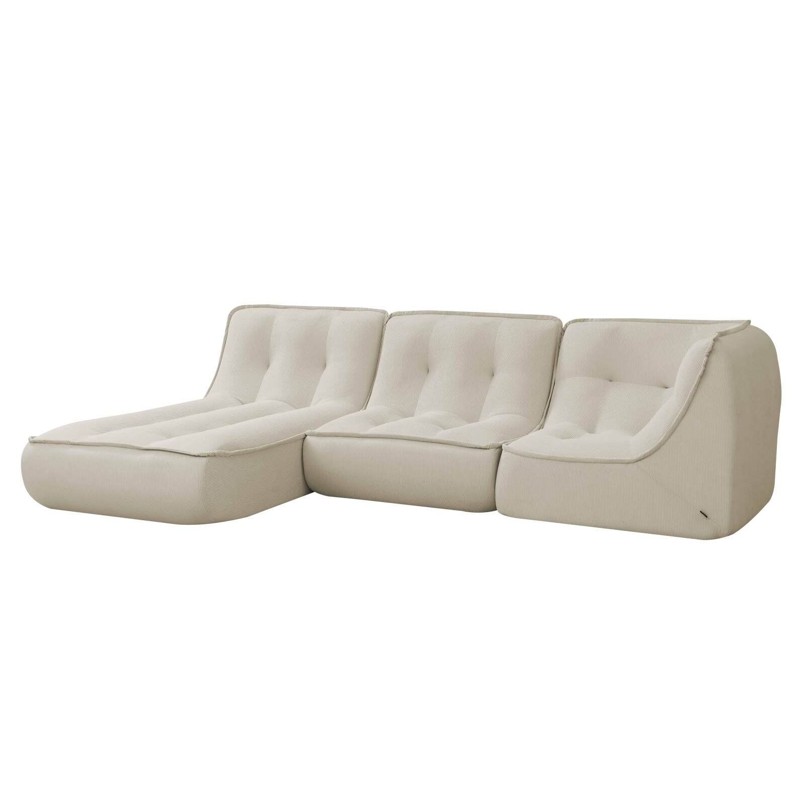 Modulares Sofa 3-Sitzer aus geripptem Stoff mit Chaiselongue