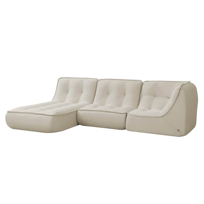 Modulares Sofa 3-Sitzer aus geripptem Stoff mit Chaiselongue
