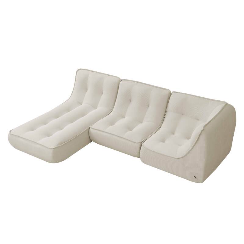 Modulares Sofa 3-Sitzer aus geripptem Stoff mit Chaiselongue (3/7)