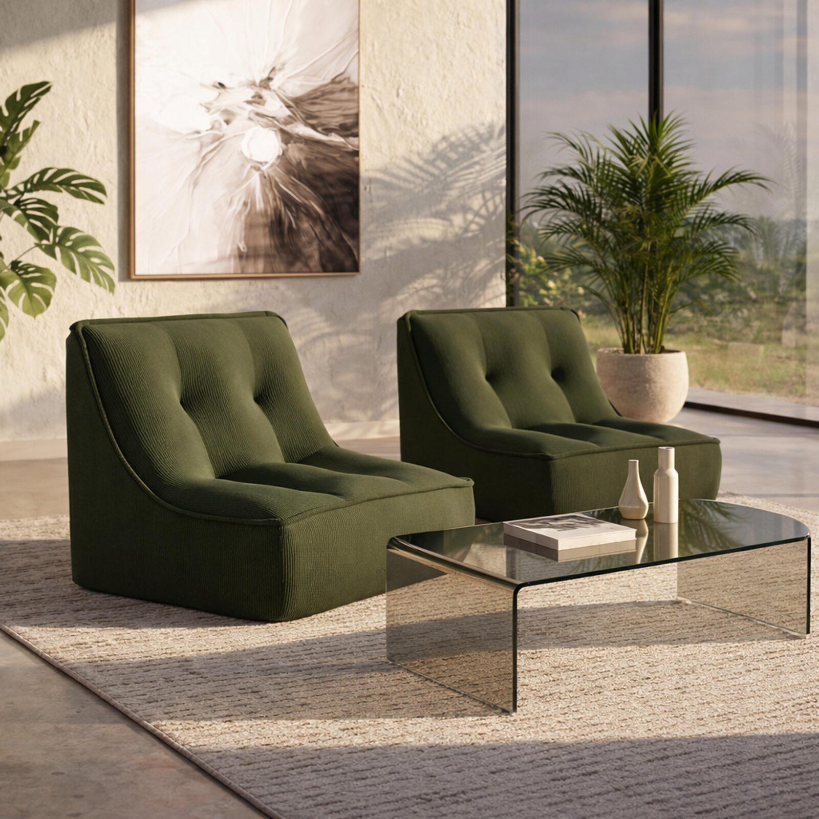 Modulares Sessel aus geripptem Stoff - Von 2