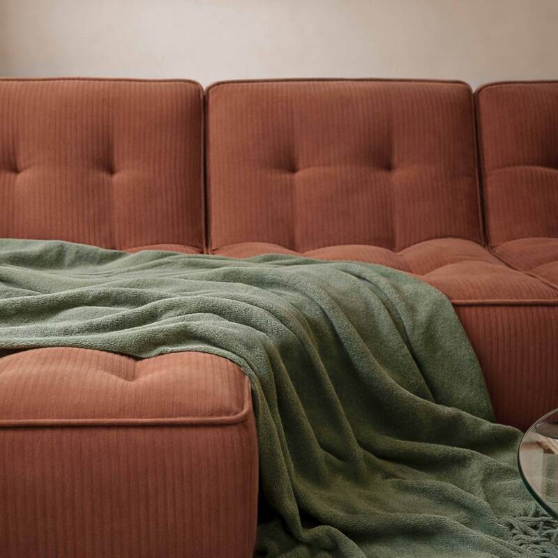 Modulares Sofa 3-Sitzer aus geripptem Stoff mit Chaiselongue (2/6)