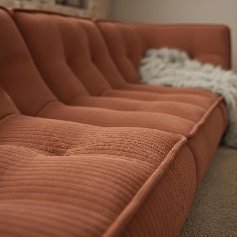 Modulares Sofa 4-Sitzer aus geripptem Stoff mit Chaiselongue (2/6)