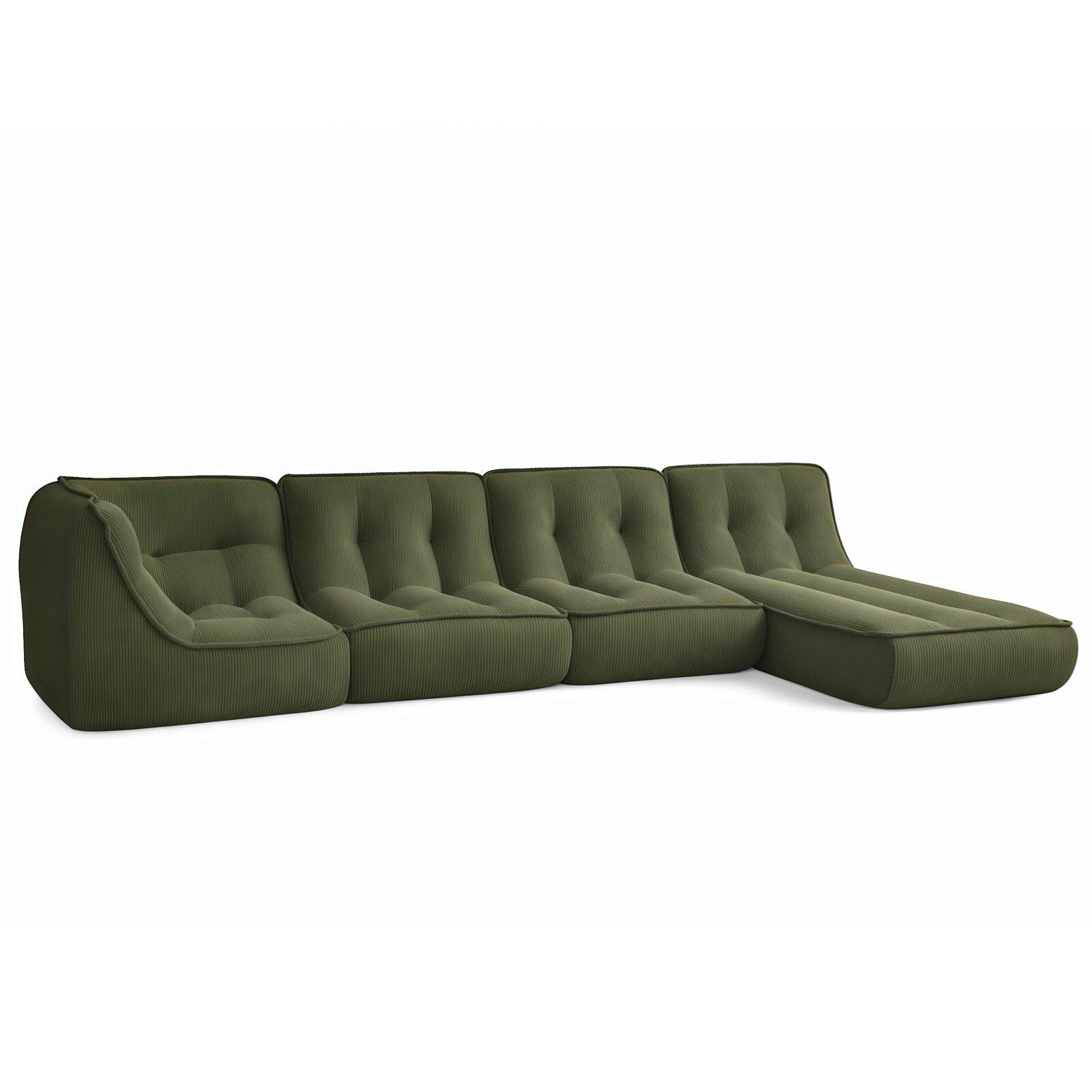 Modulares Sofa 4-Sitzer aus geripptem Stoff mit Chaiselongue