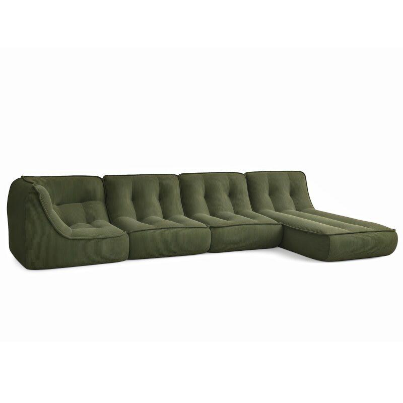 Modulares Sofa 4-Sitzer aus geripptem Stoff mit Chaiselongue
