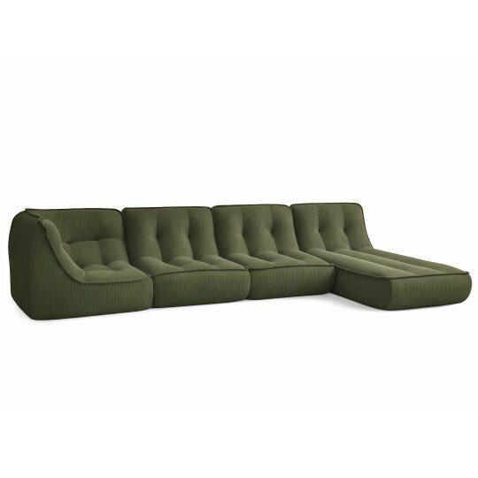 Modulares Sofa 4-Sitzer aus geripptem Stoff mit Chaiselongue