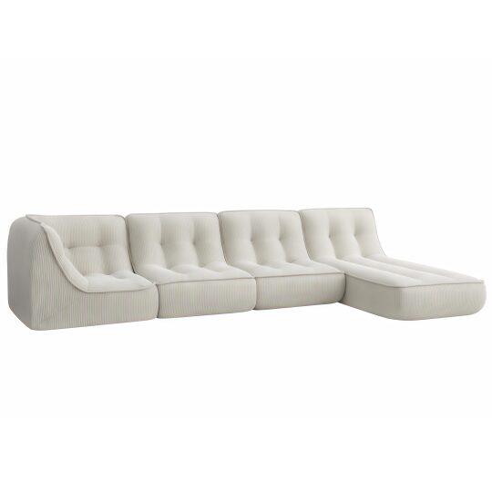Modulares Sofa 4-Sitzer aus Cord Stoff mit Chaiselongue | Oviala