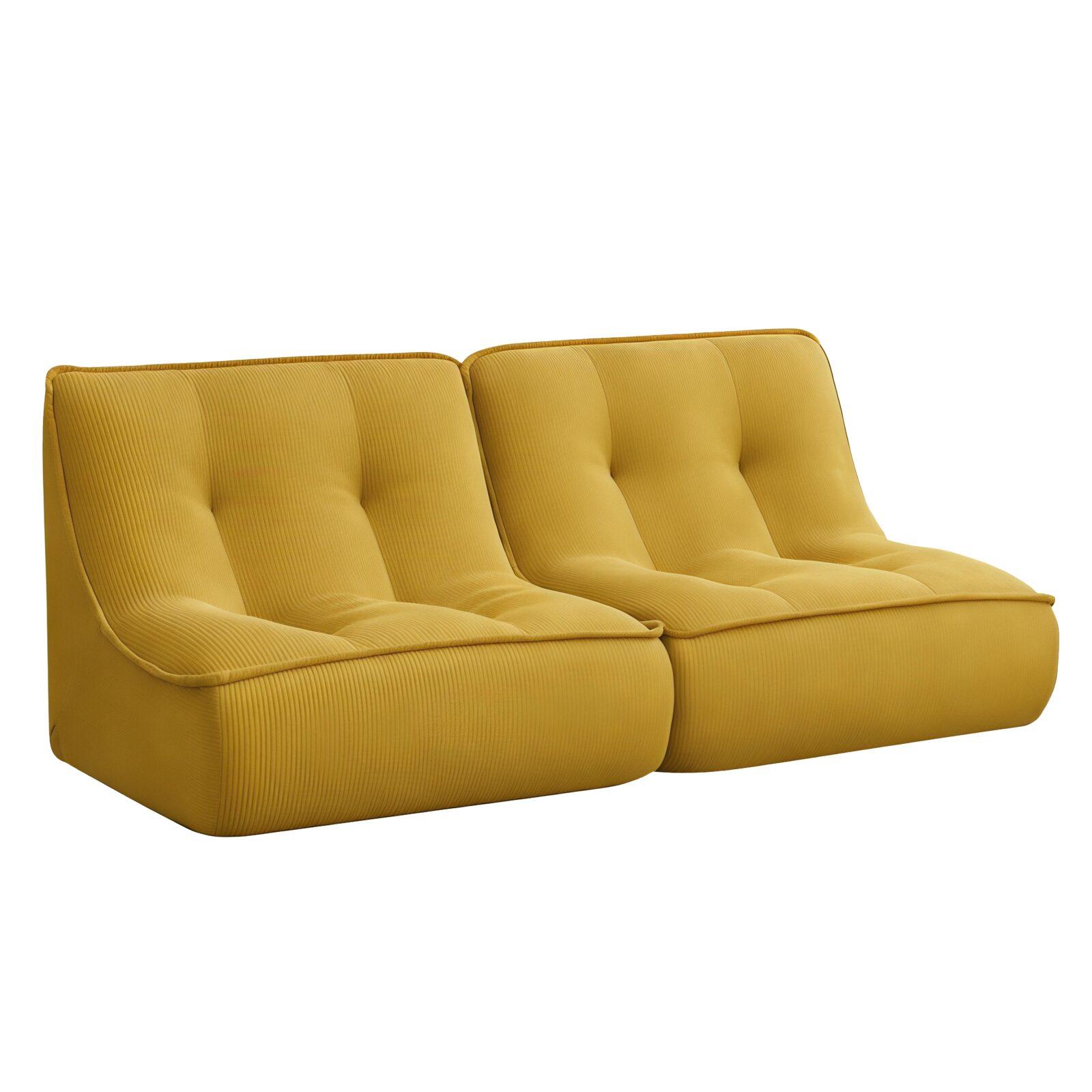 Modulares Sofa 4-Sitzer aus geripptem Stoff mit Chaiselongue