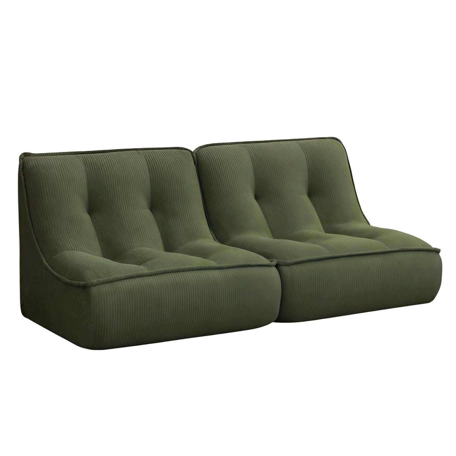 Modulares Sofa 4-Sitzer aus geripptem Stoff mit Chaiselongue